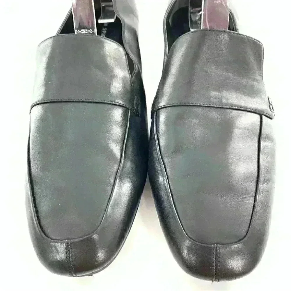 Via Spiga flats size 11 41 black leather minimalist Academia slip on loafers